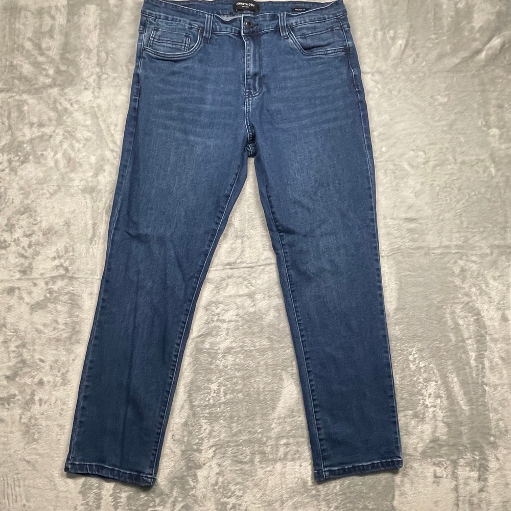 Kenneth Cole Straight Fit Jeans Mens 34x30 Blue Medium Wash Denim Pants